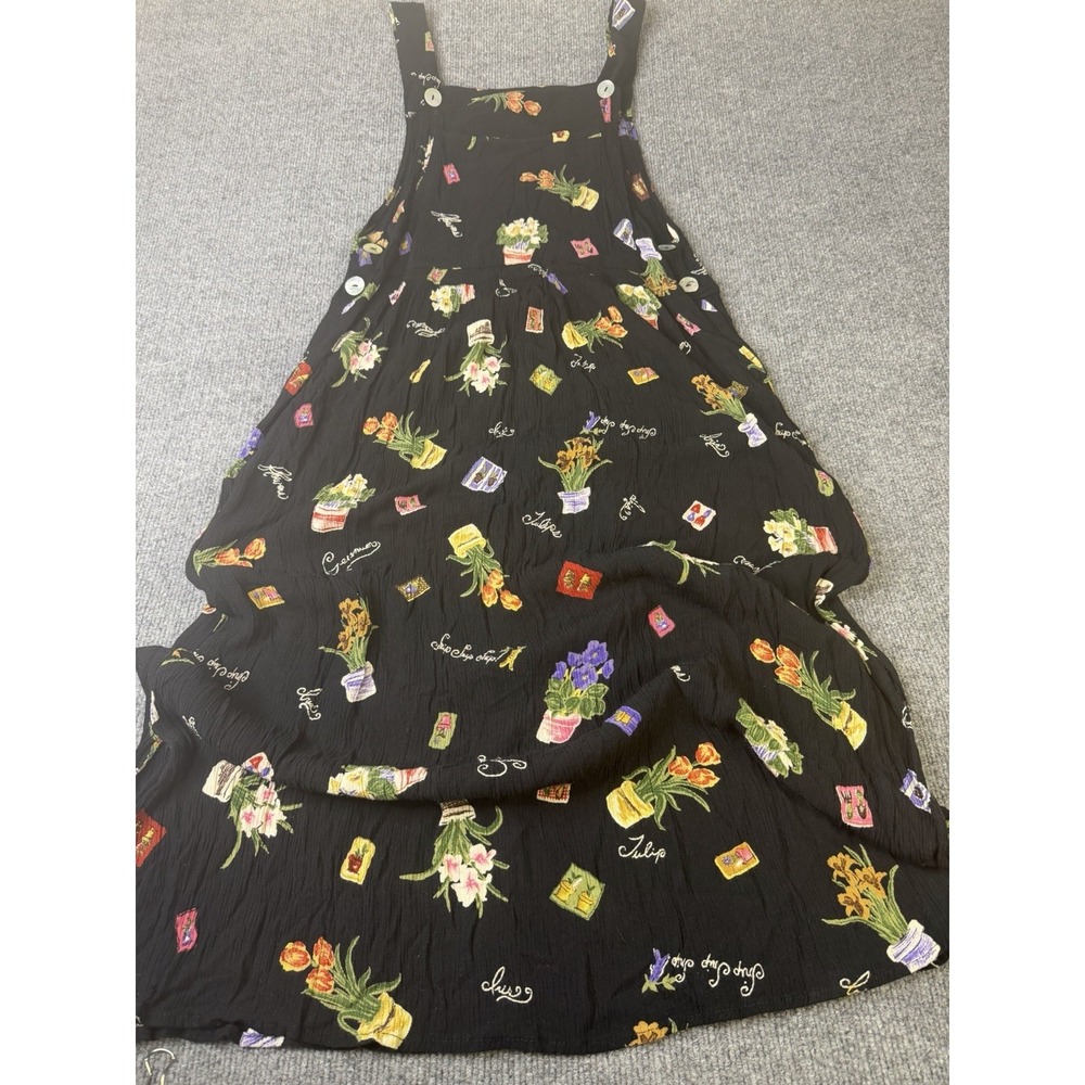 Rabbit Rabbit Rabbit Black Floral Overall Dress Women's Size 6 M Rayon